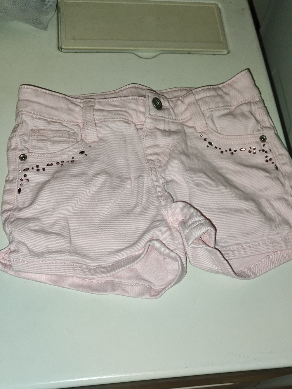 Girls' Light Pink Denim Shorts with Side Stud Detail